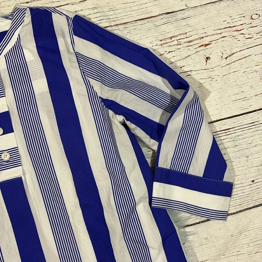 J. Crew nautical Button-front cotton poplin tunic in stripe